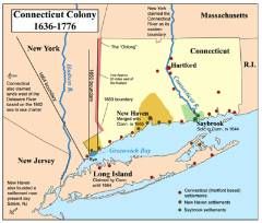 map of the American colony of Connecticut