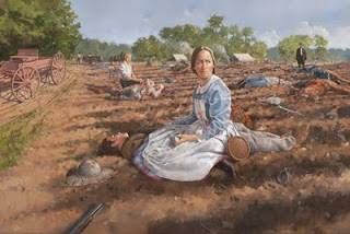 a
scene depictiing Confederate nurse Fannie Beers