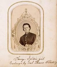 Frances Hook dresses as soldier, Private Frank Miller