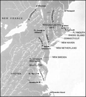 Map of early New England colonies