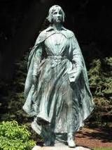 bronze statue dedicated to the young Pilgrim women on the Mayflower