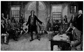 delegates of the Continental Congress meeting at Carpenters Hall in Philadelphia