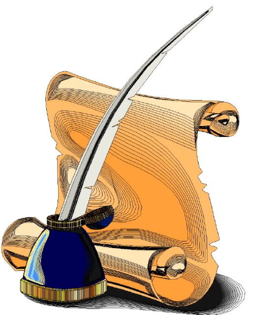 quill pen and paper