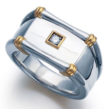 silver and gold men's ring
