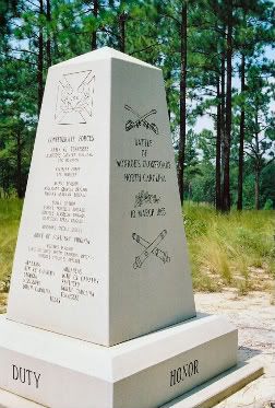 memorial to Southern and Northern forces who fought at Monroe's Crossroads