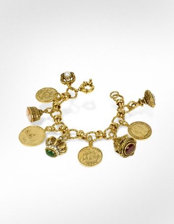 Italian charm bracelet with gemstones