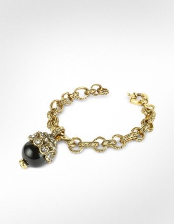 chain link bracelt with black onyx charm