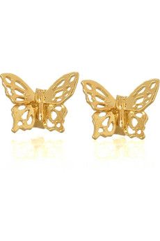 gold butterfly shaped filigree stud earrings