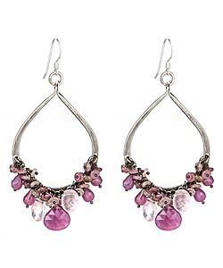sapphire and quartz silver earrings