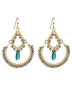 gold and gemstone hoop earrings