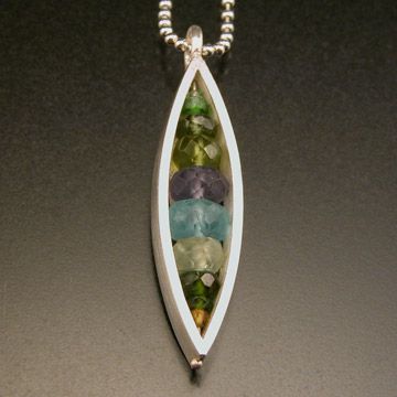 silver and gemstones pendant