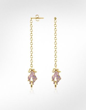 purple enamel drop earrings