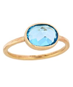 14K yellow gold and blue topaz ring