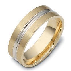 yellow and white gold band ring