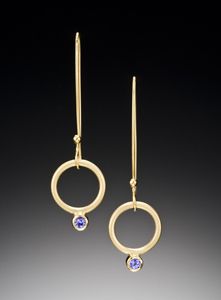 designer gold and tanzanite earrings