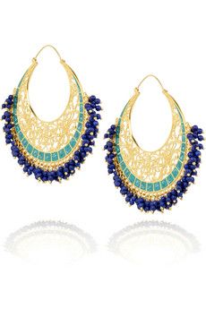 gold enamel and gemstone earrings