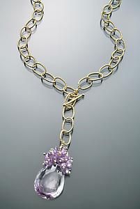 pink amethyst pendant on 24k gold vermeil chain