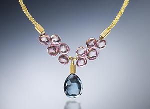 blue topaz and pink quartz necklace
