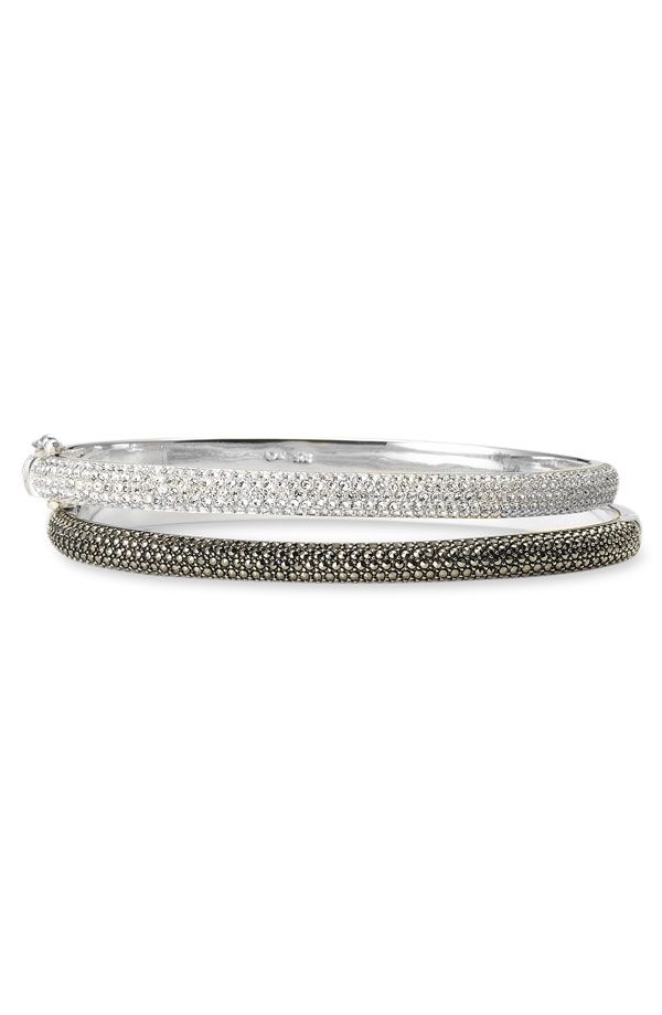hinged bangle bracelet with marasite or crystals