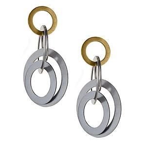 stainless steel, silver and gold earrings