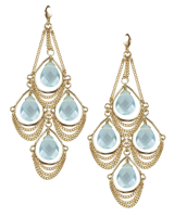 chain earrings with light blue quartz