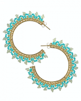 hoop earrings decorated with seed beads