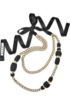black wooden beads on gold chain