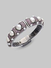 pearl and pink sapphire bangle bracelet