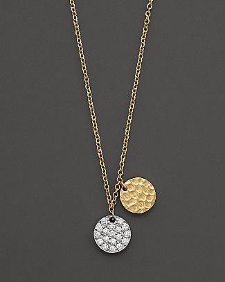 hammered gold and diamond charm necklace