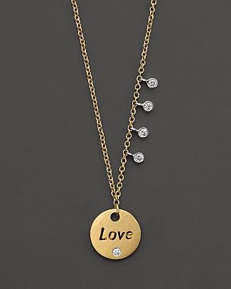 14K yellow gold and diamond medallion necklace