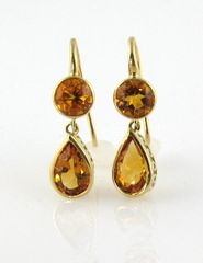 yellow gold and citrine earrings