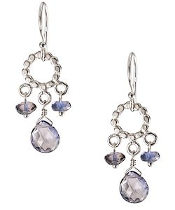 silver and gemstone chandelier earrings