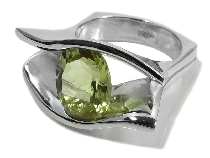 labrodarite gemstone and sterling silver cocktail ring