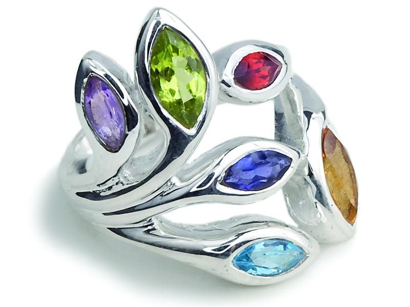 sterling silver and multi-gemstone ring