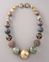 bronze and gemstone bead necklace