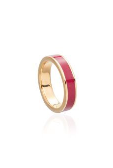 bright pink enamel ring in 18K gold vermeil