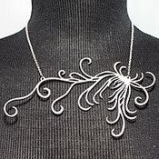 brushed steel necklace on sterling silver chain