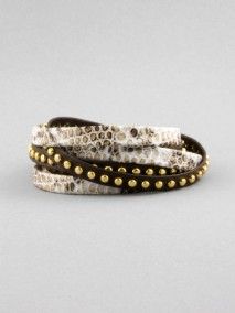 snakeskin and studded leather bracelet
