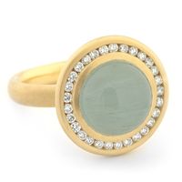 18K yellow gold, aquamarine and diamond ring