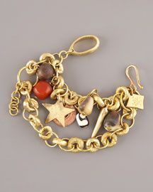 bronze chain and assorted bead charm bracelet
