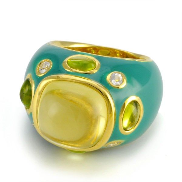 gemstones and 14K vermeil gold ring