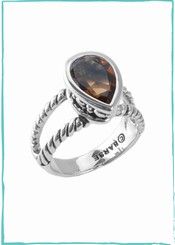 cognac crystal and sterling silver ring
