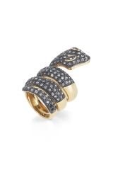 coiled snake ring with rhinestones