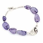 purple moonstone bracelet and fine silver bracelet