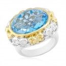 sterling silver and 18K yellow gold gemstone ring