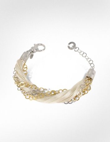 gold chains and silver mesh bracelet