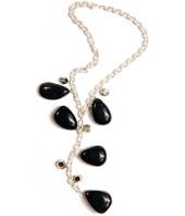 sterling silver, pyrite and blue goldstone necklace
