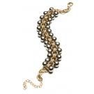 gold plated bracelet with gray pearls