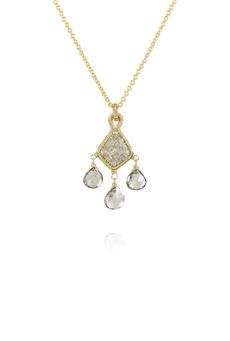 gold and grey topaz and diamond necklace