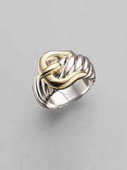 18K yellow gold and sterling silver ring